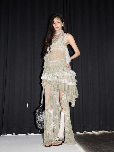Ruffles Embroidery Cake Dress JNY0226