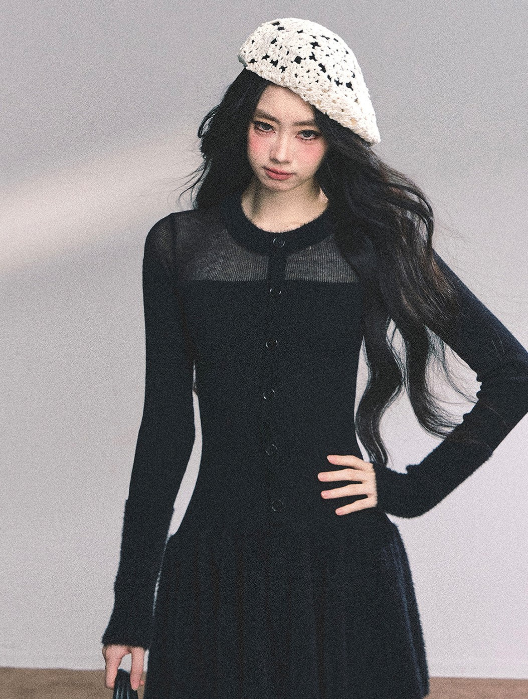 French Long-sleeved Knitted Dress DIA0642