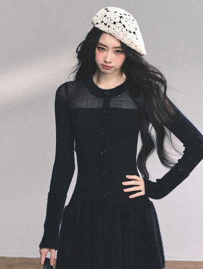 French Long-sleeved Knitted Dress DIA0642
