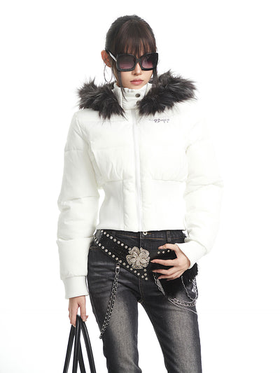 Stand Collar Hooded Short Down Jacket UNC0322