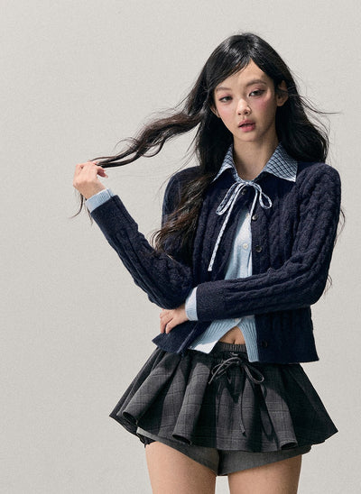 Plaid Shirt Collar Faux Two-Piece Sweater DIA0722