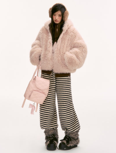 Reversible Color-blocked Plush Coat WEE0134