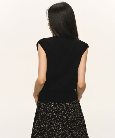 Black Knitted V-neck Vest Cardigan ANA0059