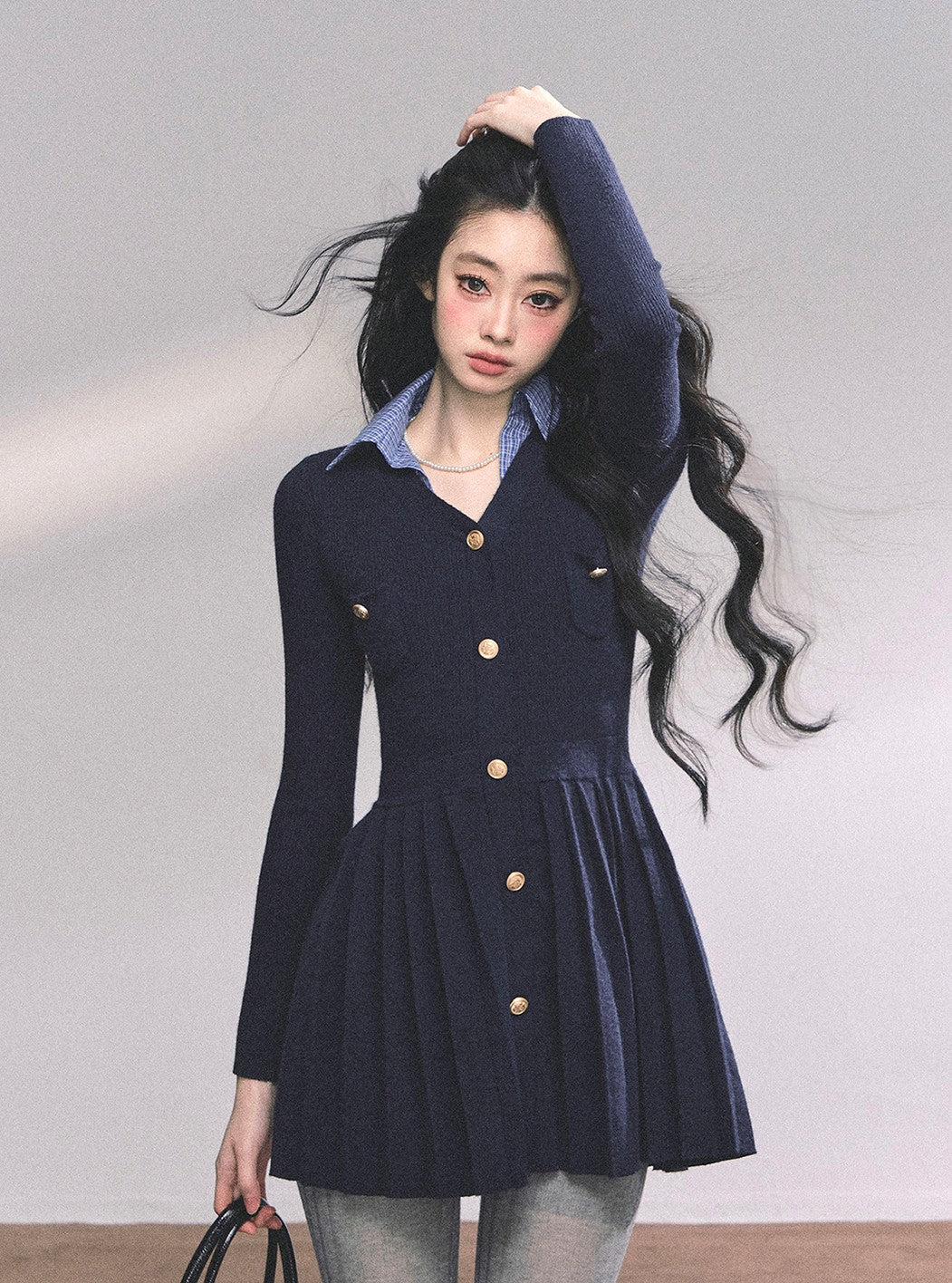 Fake Two-piece Long-sleeved Knitted Dress DIA0628