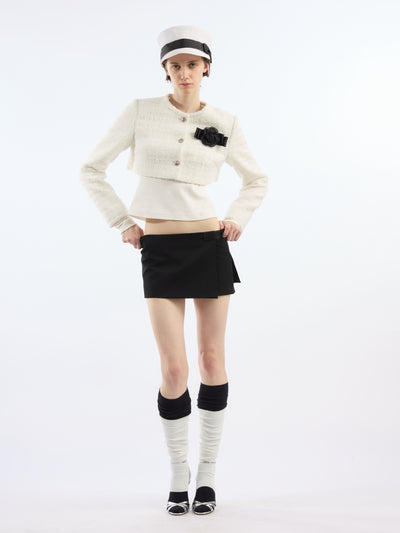 Tweed Decorated Floral Cropped Jacket AOA0037