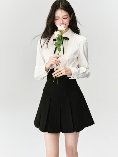 Accordion Pleated Shirt Top/Pleated Skirt FRA0421