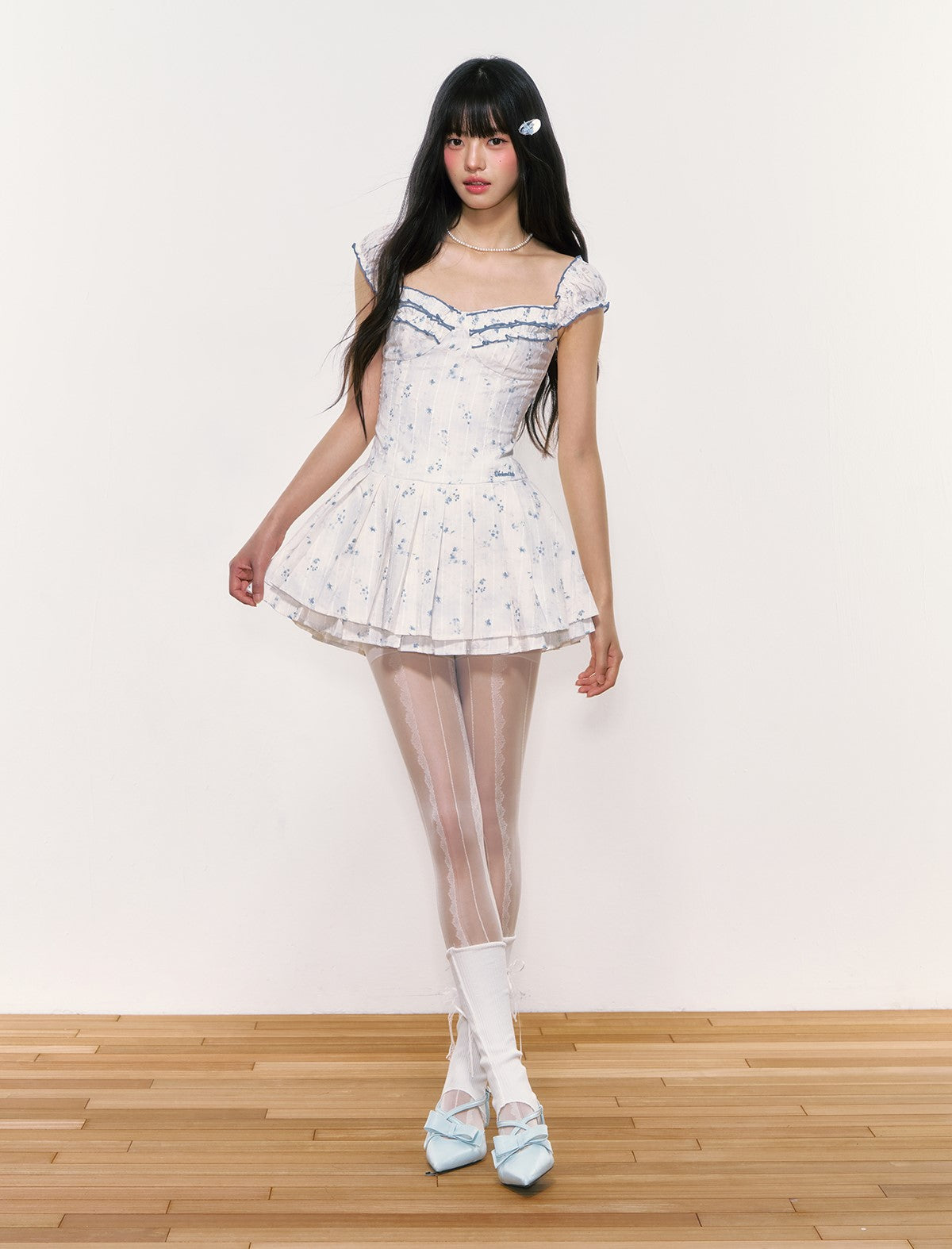 Floral Double Layer Pleated Princess Dress WEE0050