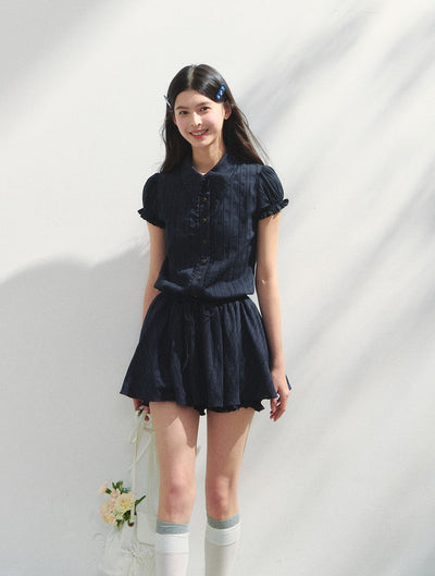 Navy Short Sleeve Shirt Dress SUN0145