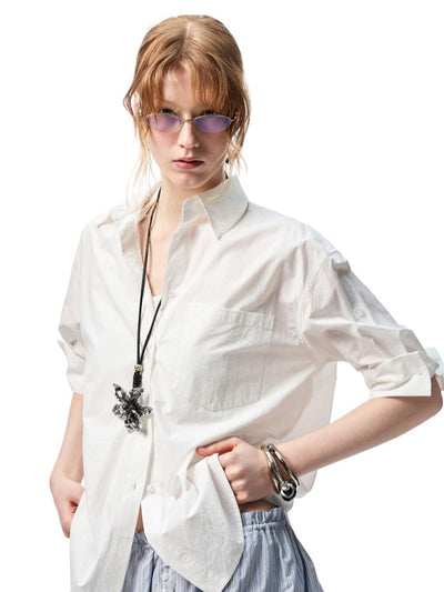 Mid-sleeve Drop Shoulder Shirt/Bubble Shorts JIN0006