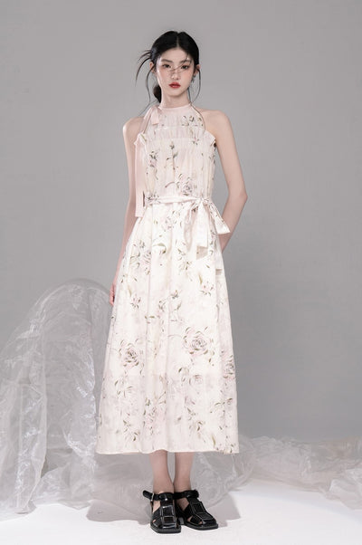 Rose Print One Shoulder Dress COT0323