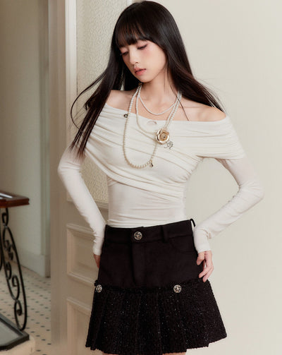 Luxurious Style Pleated Short Skirt FRA0266