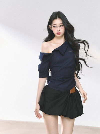 Off-shoulder Waist-slimming T-shirt DIA0465