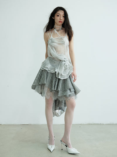 Tulle Flowers Ruffle Camisole JNY0222
