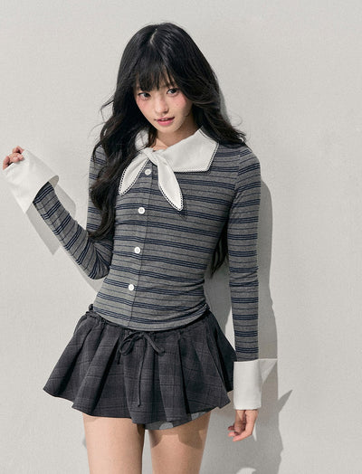 Faux Two-Piece Striped T-Shirt DIA0708