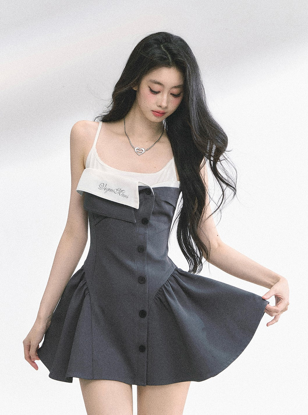 Hepburn Style Suspender Puffy Dress DIA0522