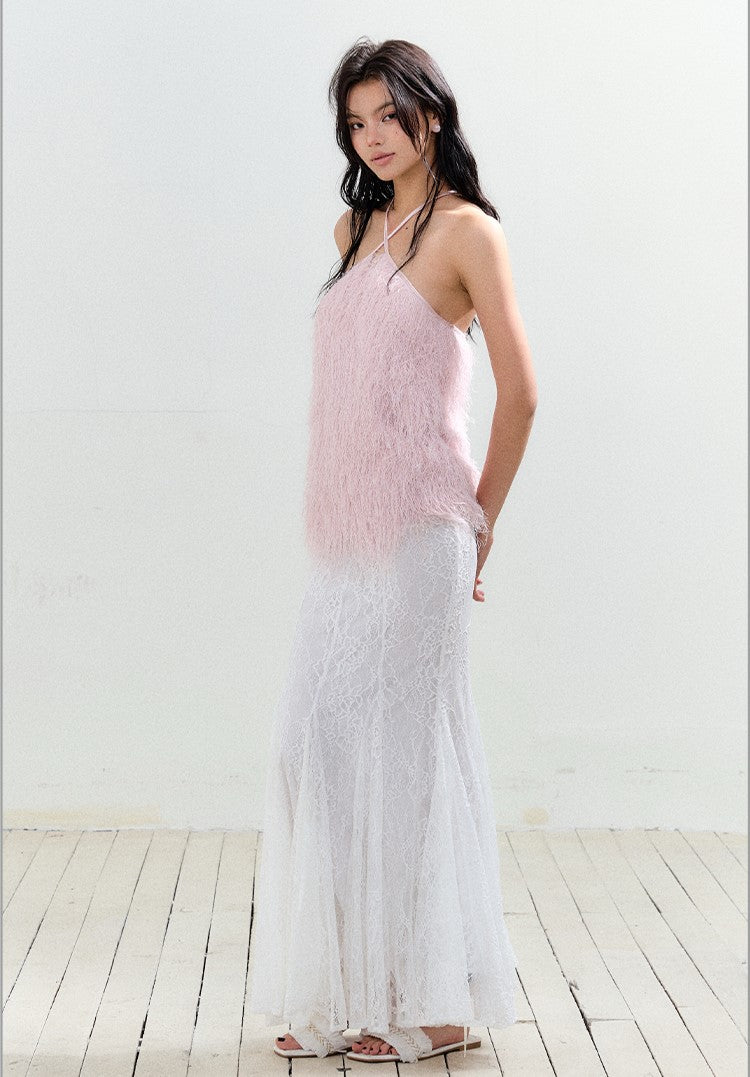 Pink Tassel Halter Neck Top AGM0155