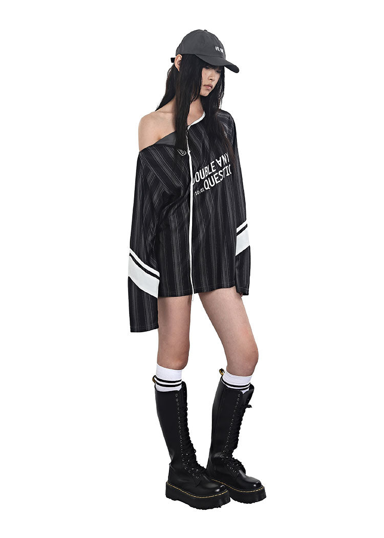 Stripes Lace-up Jersey T-shirt ANY0091
