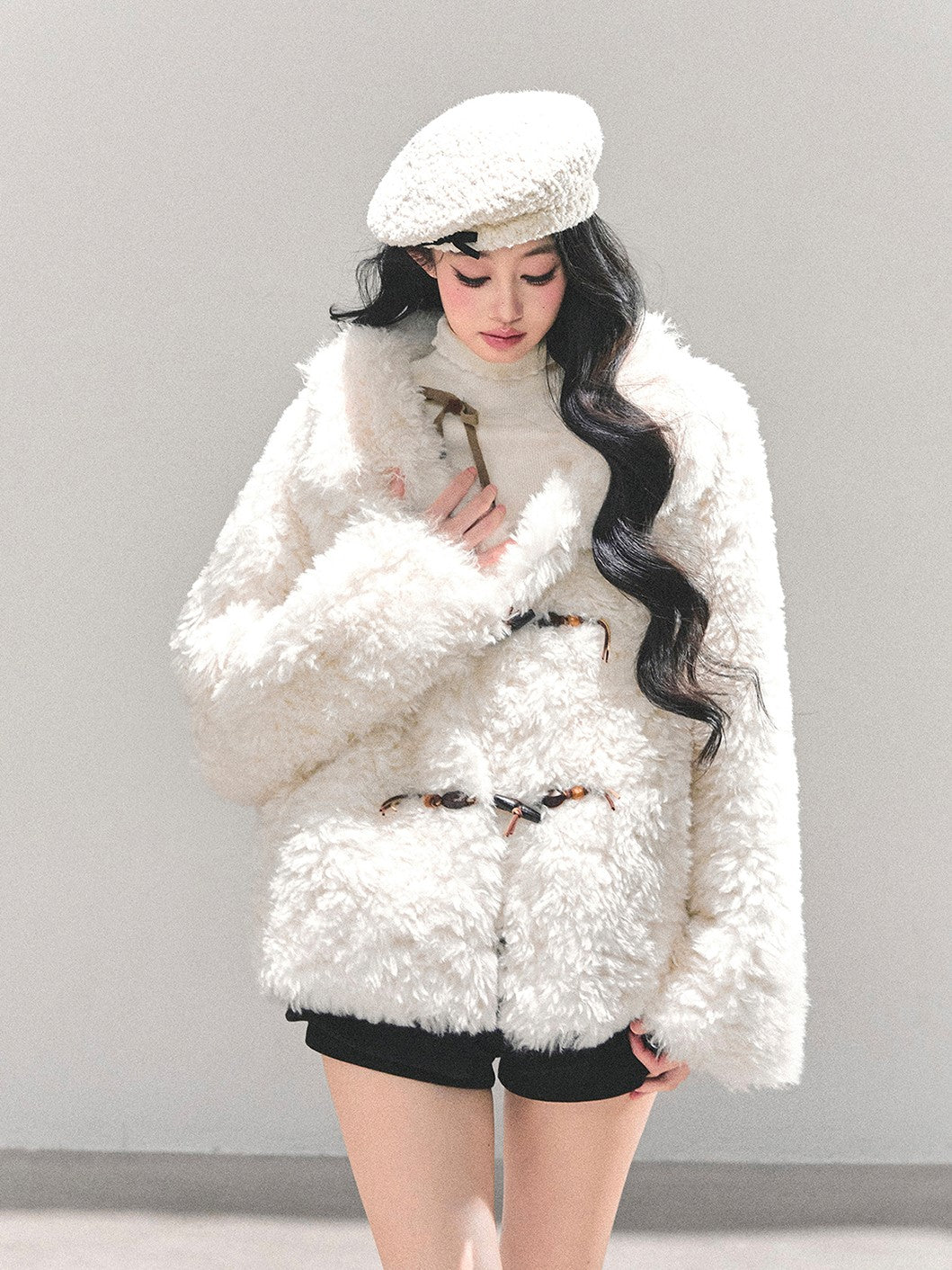 Lambswool Shearling White Coat DIA0683