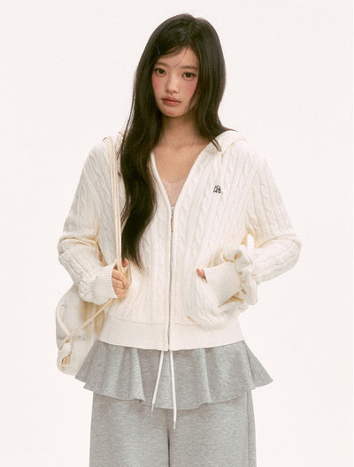 White Lazy Style Knit Cardigan WEE0137