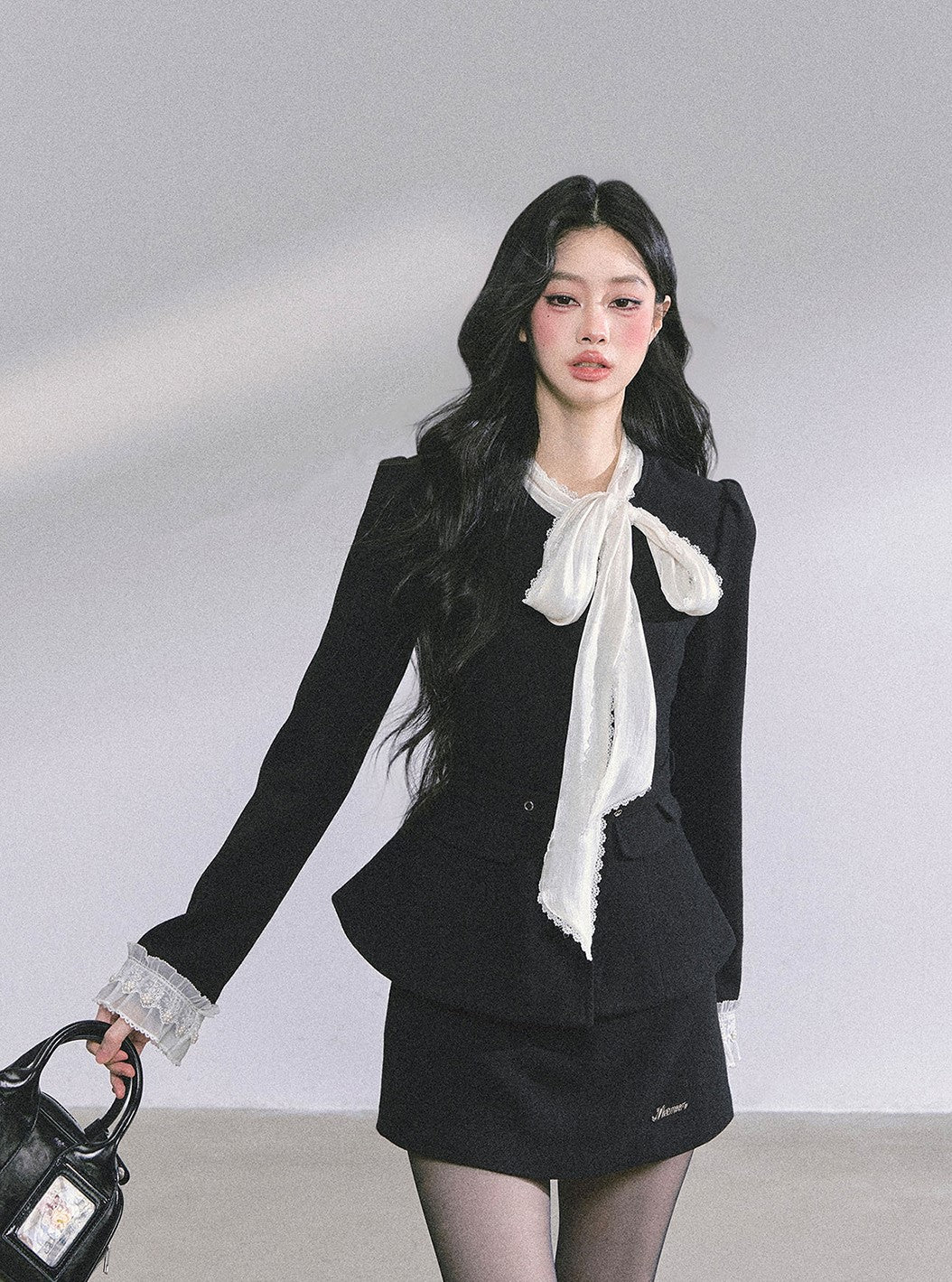 Black Jacket With Ribbon/Short Skirt DIA0592
