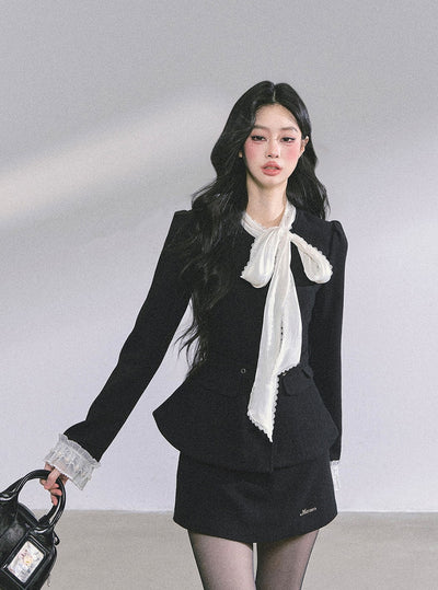Black Jacket With Ribbon/Short Skirt DIA0592
