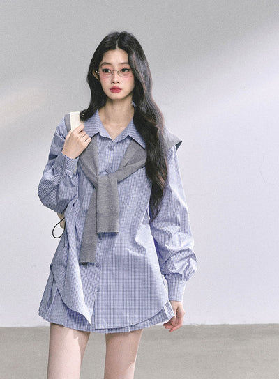Plaid Long Shirt/Short Skirt DIA0555