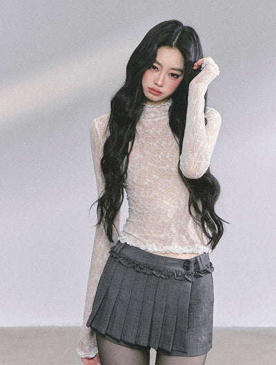 French Suit Jacket/Pleated Skirt/Lace Top DIA0601
