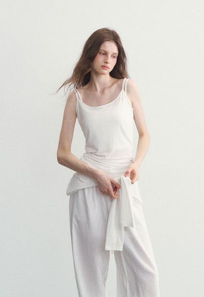 White Long-sleeved T-shirt/Camisole SPE0098