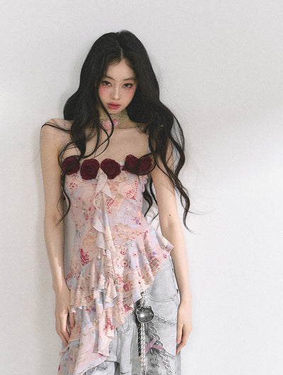 Rose Floral Irregular Camisole DIA0441