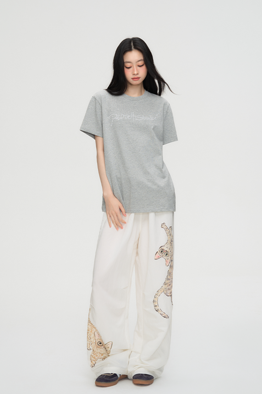 Pearl Letter Casual T-shirt PUN0072