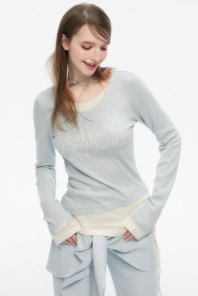 Diamond Fake Two-piece Stitching Sweater SPE0070