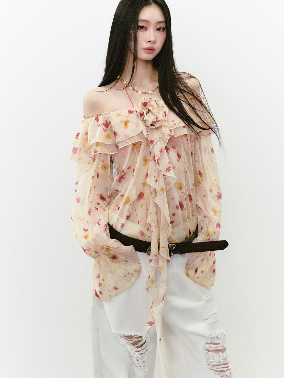 Flower Sling Chiffon Shirt/Underwear VIA0250