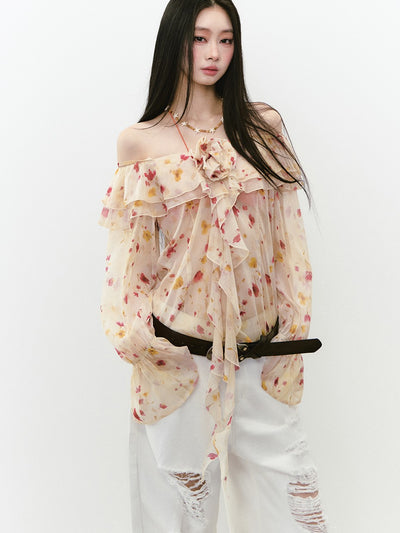 Flower Sling Chiffon Shirt/Underwear VIA0250