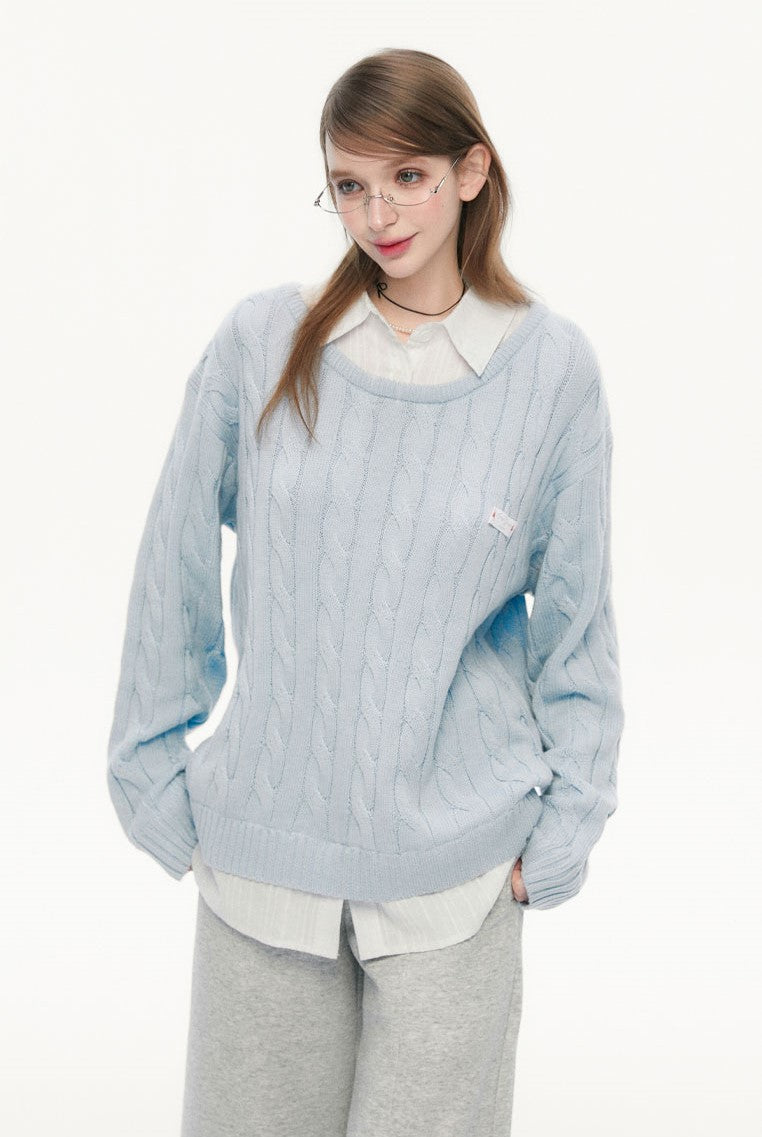 Fake Two-piece Casual Shirt Sweater SPE0078