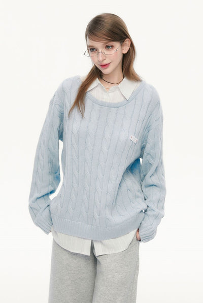 Fake Two-piece Casual Shirt Sweater SPE0078