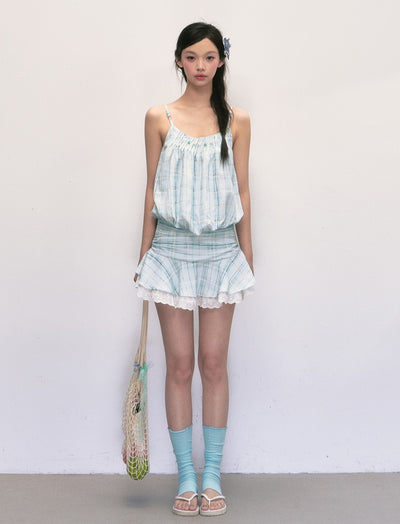 Beaded Plaid Suspender Dress WEE0004
