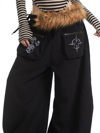 Skull Design Casual Wide-Leg Pants UNC0328