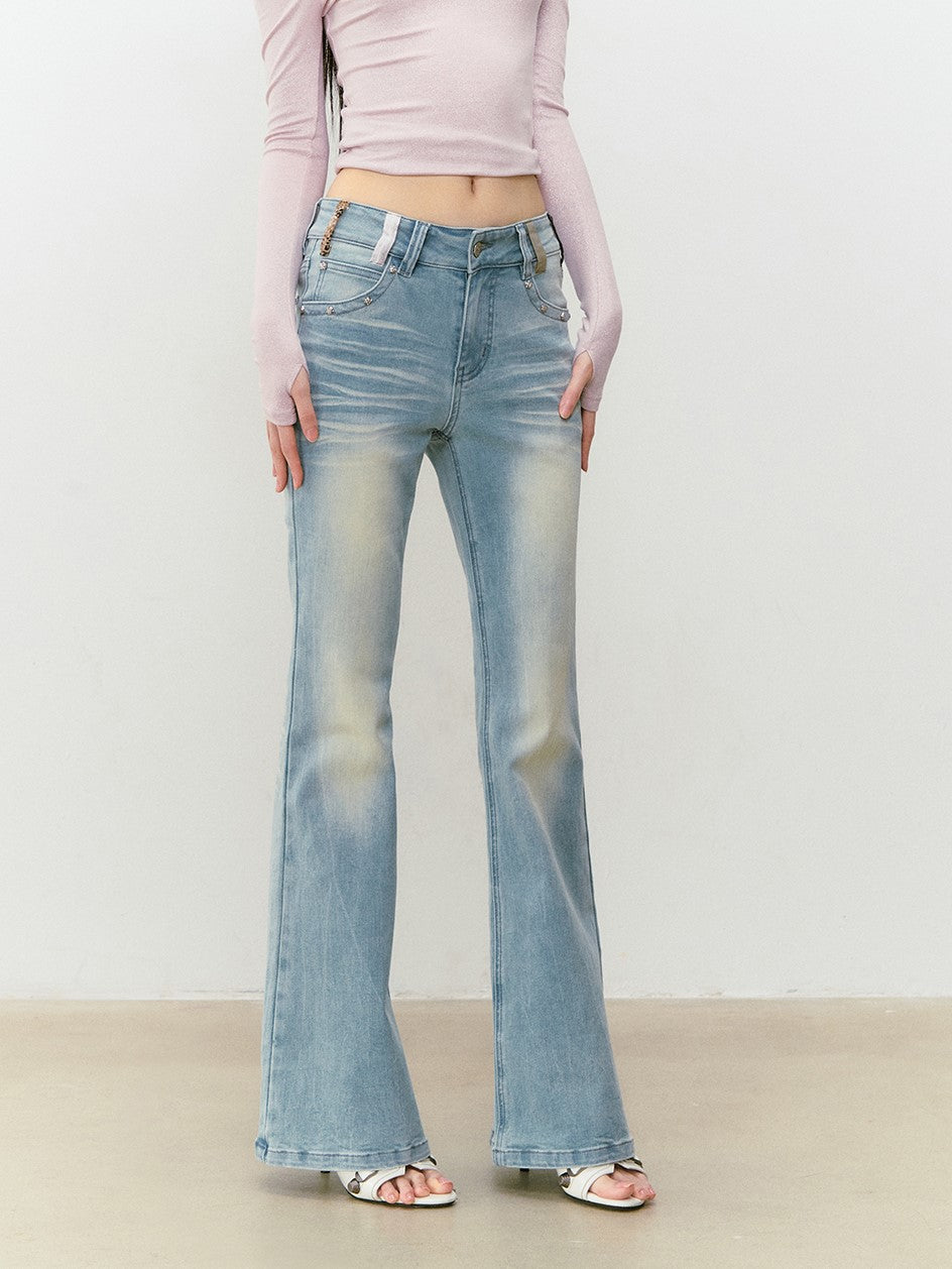 Waist Slim Retro Flared Jeans VIA0329