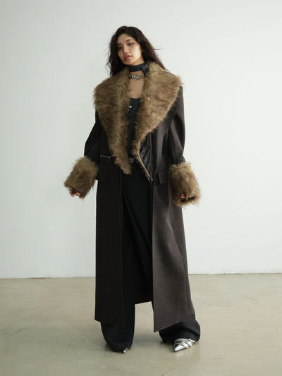 High-intelligence Detachable Fur Collar Super Long Suit Coat JNY0195