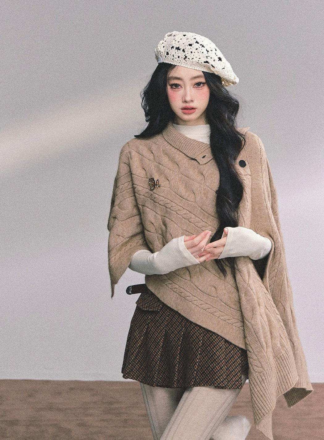 High-end French Knitted Cape DIA0617