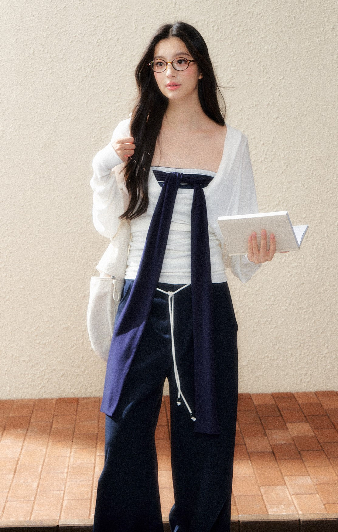 Striped Tube Top/Long-sleeved Cardigan SHI0181