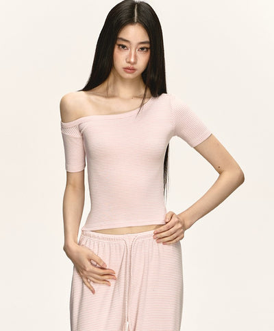 Oblique Shoulder Striped T-shirt/Pants ANA0039