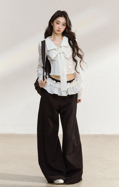 White Bow Lace Shirt/Pants SHI0210