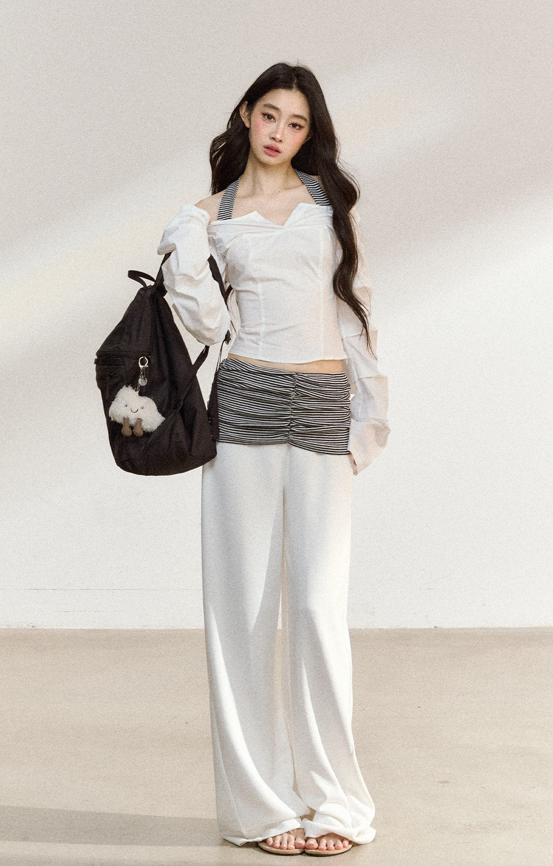 White Off Shoulder Slim Short Shirt SHI0208