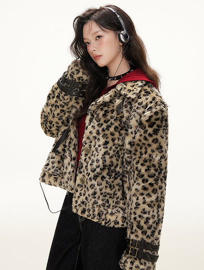 Retro Leopard Print Eco-friendly Fur Jacket IMO0077