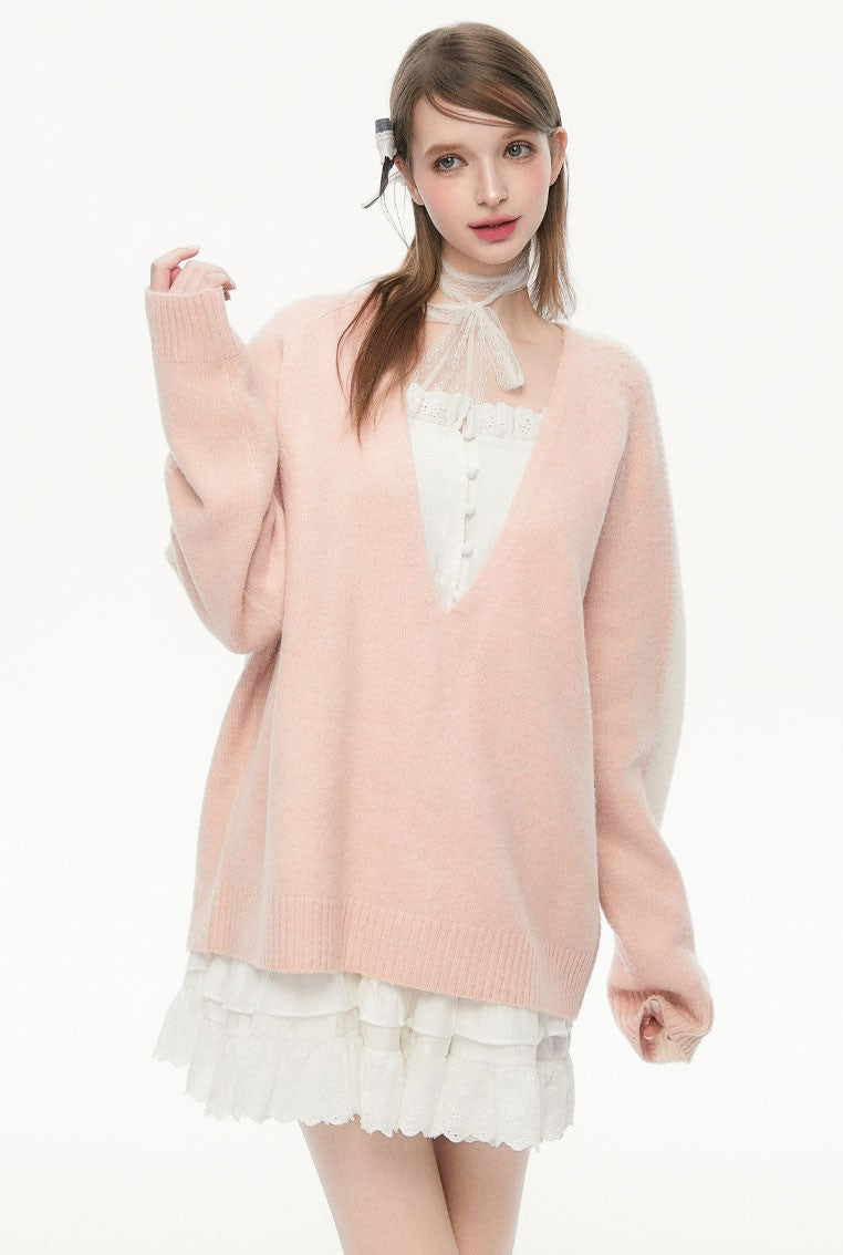 V-neck Loose Pullover Sweater SPE0082