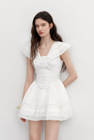 Retro Lace Large Collar Dress AYF0100