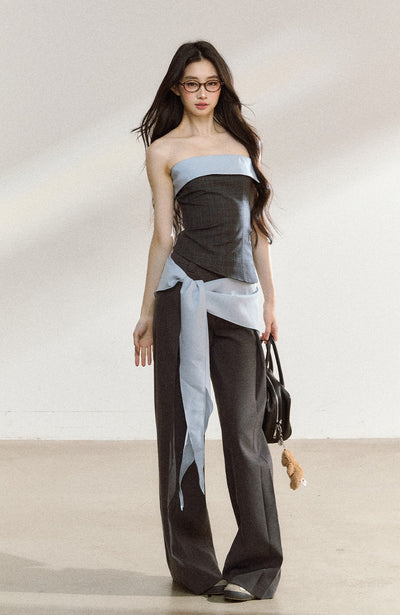 High-end Suit Contrast Color Tube Top/Pants SHI0204