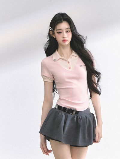 Fake Two-piece Short-sleeved T-shirt DIA0500