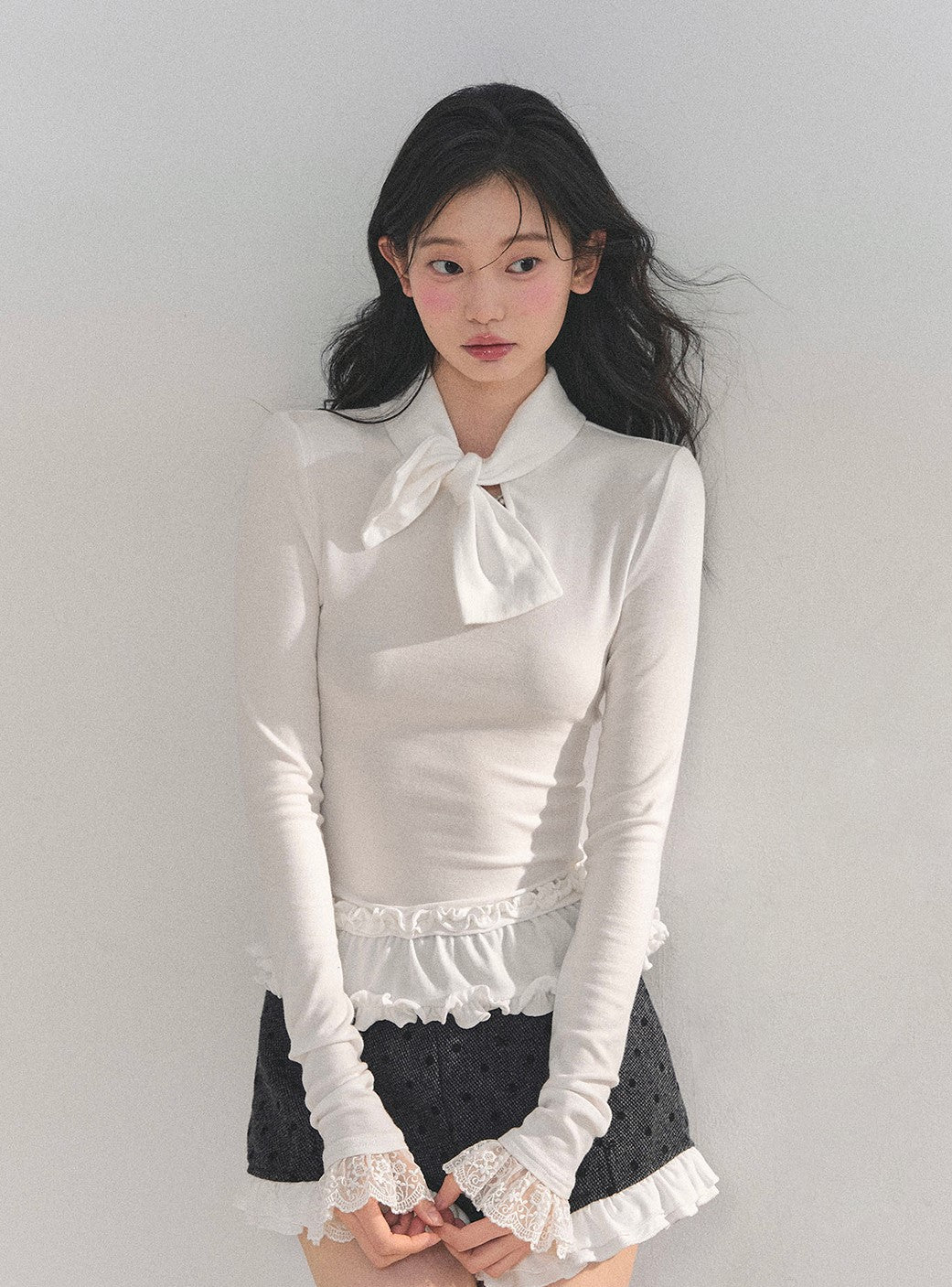 Ruffled Lace Slim T-Shirt DIA0713